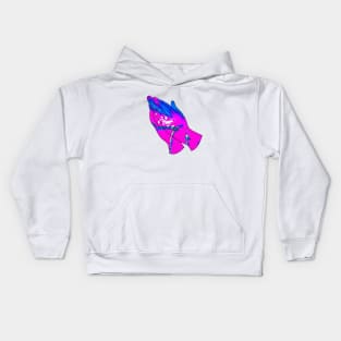 Prayer Hands Glitch Art Glitchcore Kids Hoodie